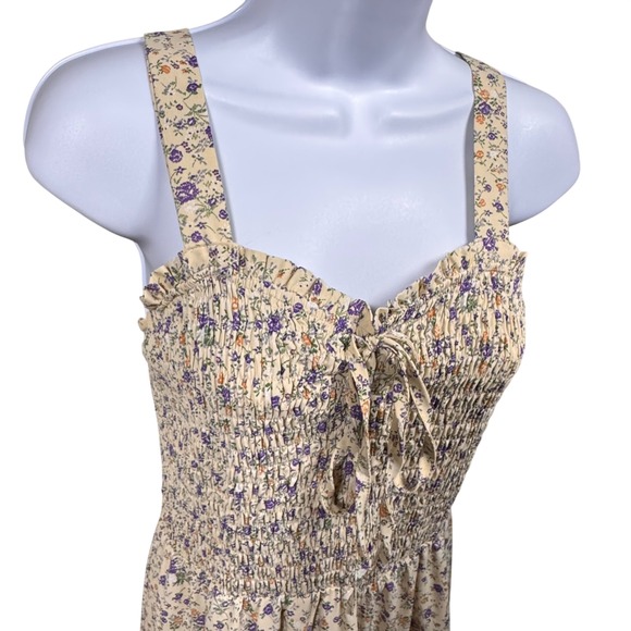 Floral Smocked Midi Dress Ruffle Tiered L Cottagecore Milkmade Prairie Feminine - Picture 4 of 10